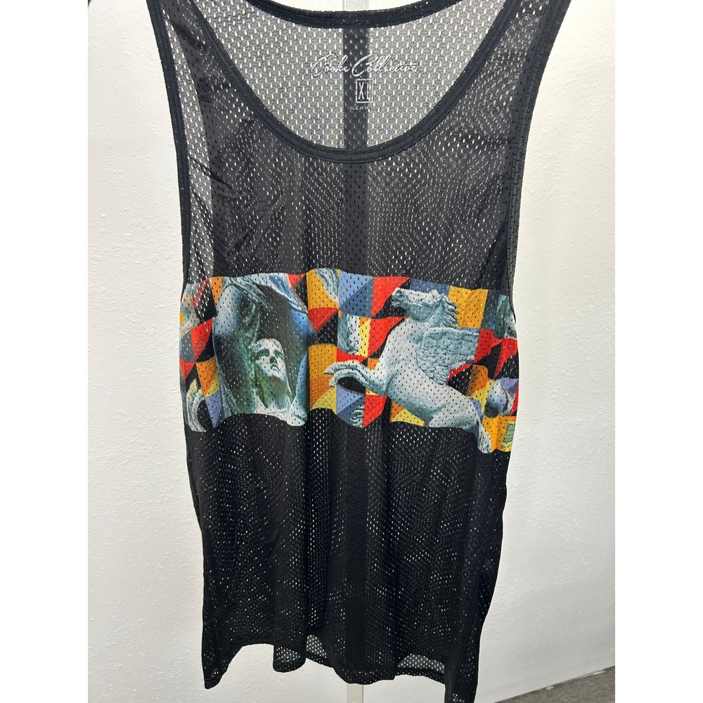 Cooke Collective Mens Mesh Tank Top Black Pegasus Greek Statue Graphic XL